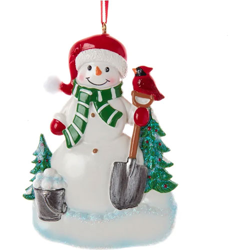 Adorno navideño Ksa muñeco nieve con árbol 9 cm