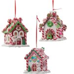 Adorno navideño Ksa casita nevada caramelo 9 cm