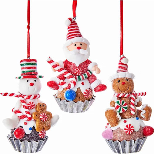 Adorno navideño Ksa muñecos en cupcakes 9 cm