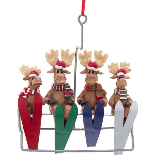 Adorno navideño Ksa familia renos con sky 13 cm