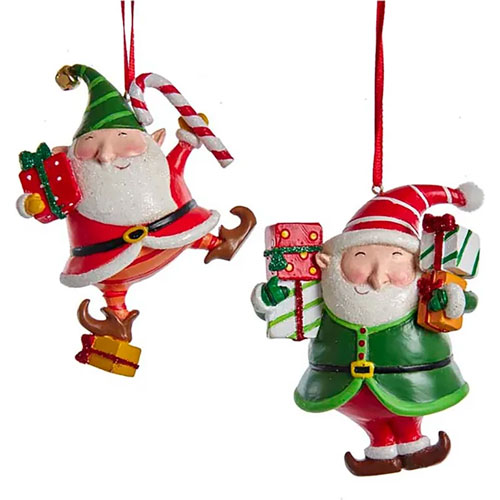 Adorno navideño Ksa duende con regalos 9 cm