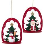 Adorno navideño Ksa muñecos arco rojo 10 cm