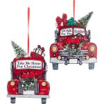 Adorno navideño Ksa camion rojo madera 14 cm