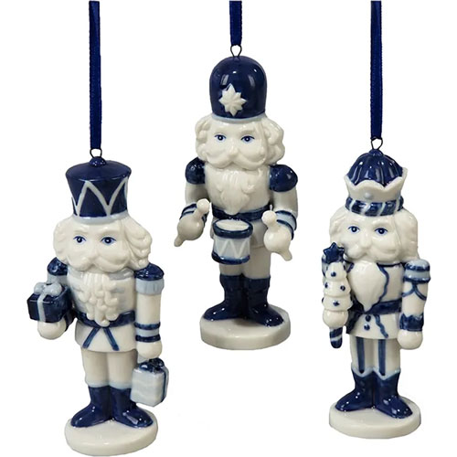 Adorno navideño Ksa Cascanuez porcelana azul 10 cm