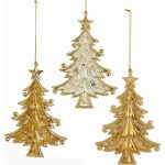 Adorno navideño Ksa árbol dorado glitter 13 cm