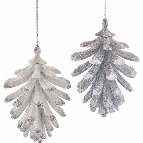 Adorno navideño Ksa piña plateada 10 cm