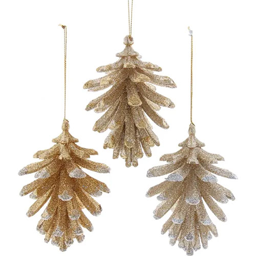 Adorno navideño Ksa piña dorada 10 cm
