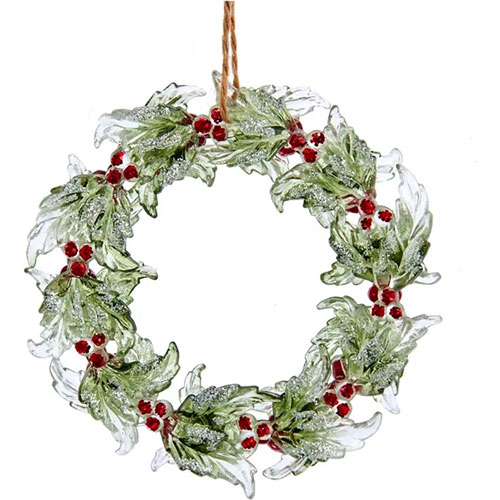 Adorno navideño Ksa corona abedul transparente 13 cm