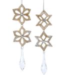 Adorno navideño Ksa copos nieve dorado y plata 20 cm