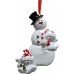 Adorno navideño Ksa familia muñeco nieve 11 cm