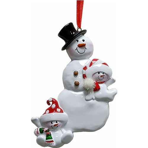 Adorno navideño Ksa familia muñeco nieve 11 cm