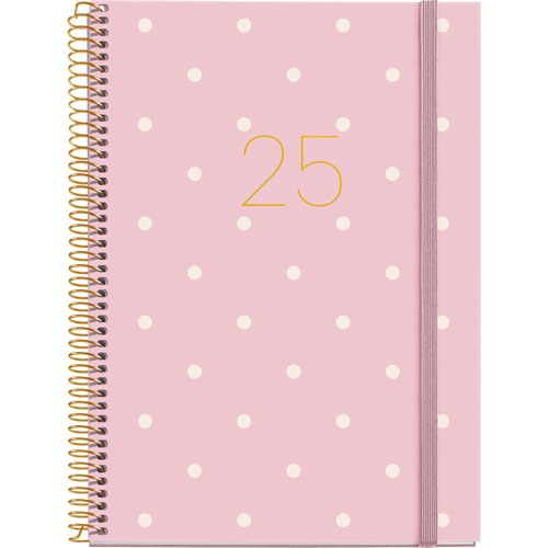 Agenda Juvenil Mqr Plus 21x18cm Dia Por Pagina Polka Dots 2025