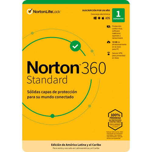 Antivirus Norton 360 Estándar Internet Security para 1 Dispositivo por 1 Año