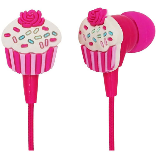 AUDÍFONOS CANDYWIREZ IN EAR CON MICROFONO CUPCAKE ROSA