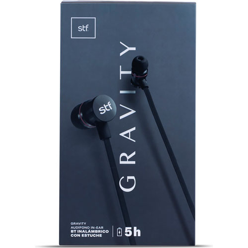 AUDÍFONOS INALÁBRICOS STF GRAVITY IN EAR CON CASE NEGRO