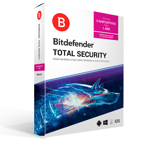 Antivirus Bitdefender Total Security para 5 usuarios en PC o Mac