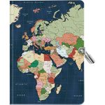 Diario Senfort Con Candado 14X19 Mapamundi