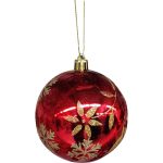 Esfera navidad KMK 21264 8cm roja decorada dorado