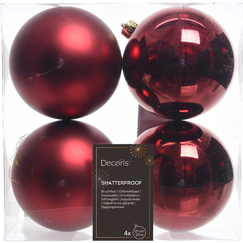 Esfera navidad KMK 22168 10cm rojo oxido con 4 piezas