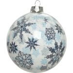Esfera navidad KMK 740105 8cm blanca azul con copitos