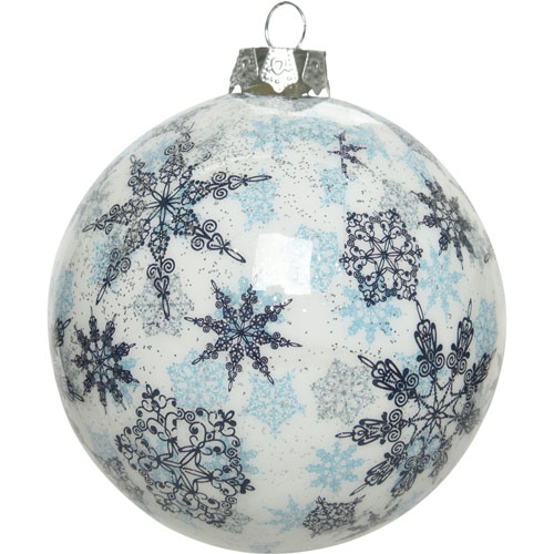 Esfera navidad KMK 740105 8cm blanca azul con copitos