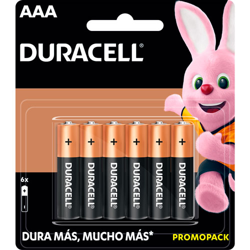 Pilas Duracell Promopack AAA con 4 pilas + 2 piezas